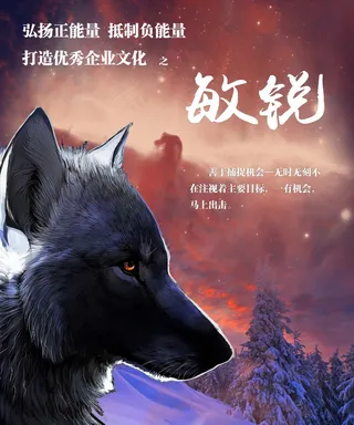 敏锐企业文化宣传海报狼性海报抵制负能量