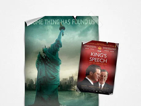 卷曲的电影海报psd模版下载