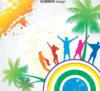 炫彩酷夏海滩元素矢量素材图片