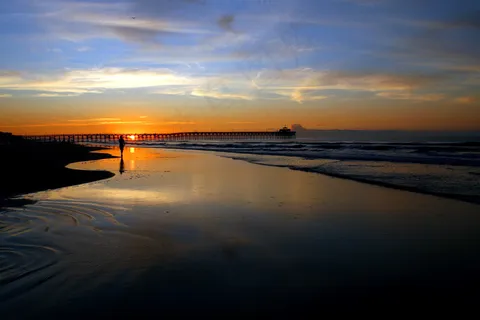 海滩落日美景图片