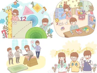 韩国儿童教学矢量素材2