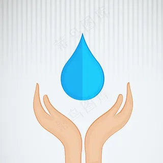 蓝色水滴procted人手上时髦的...