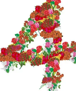 玫瑰花组成的数字4图片