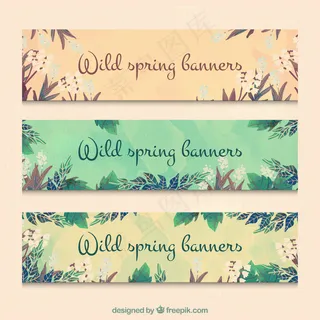 可爱的野生春天的旗帜