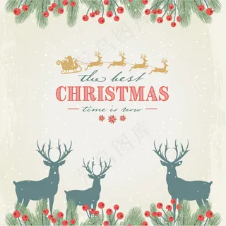 雪花驯鹿圣诞背景