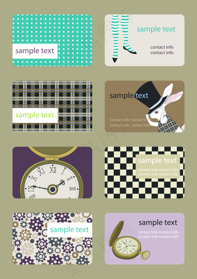 小清新风格名片背景矢量素材