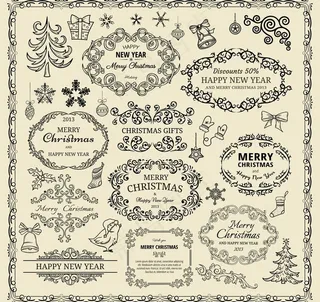 古典欧式圣诞花纹图片