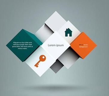 彩色折纸图案图形标签矢量五