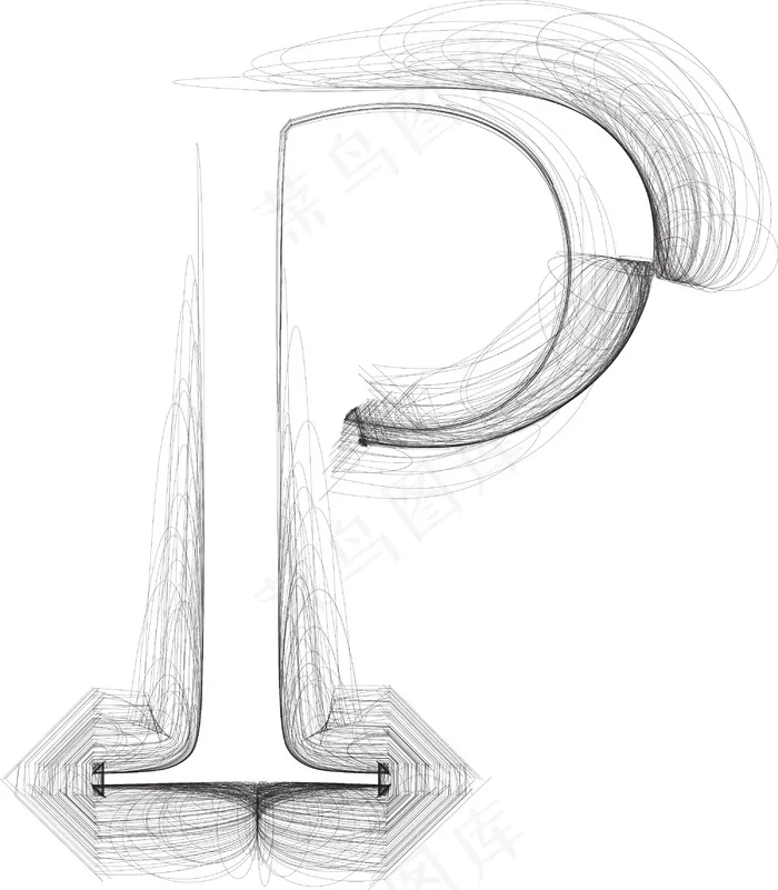 手绘字体字母P矢量插画eps,ai矢量模版下载