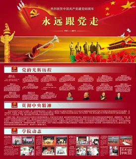 建党90周年展板设计psd素材