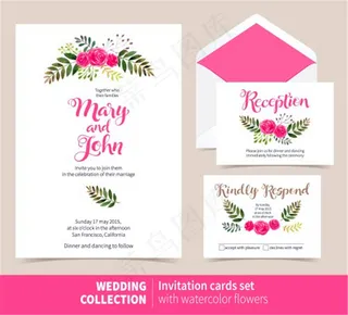 矢量鲜花婚礼贺卡图片