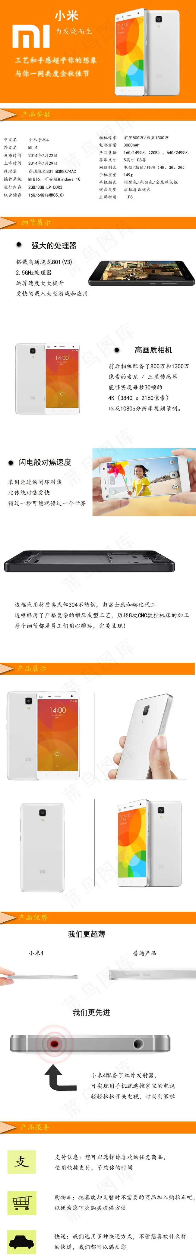 小米手机4详情页psd模版下载