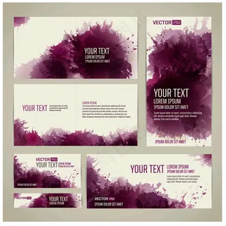 水墨彩色横幅矢量素材