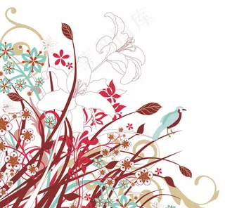 摘要植物的花朵矢量图形