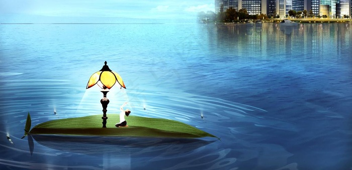 绿叶泛舟创意设计图片