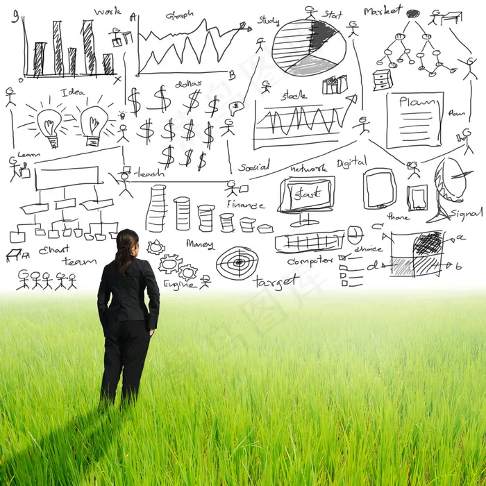 草地上的职业女性