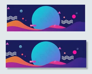 手绘卡通几何促销banner背景