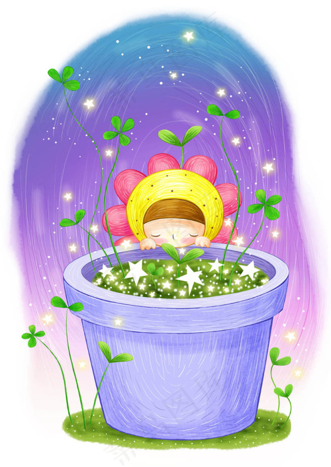 花盆里的天使(3508X4961(DPI:300))psd模版下载