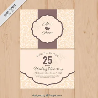 可爱的老式结婚周年纪念卡