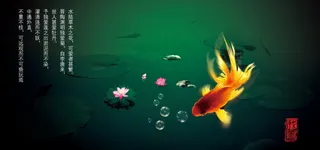 PSD绿色金鱼画册封面素材下载