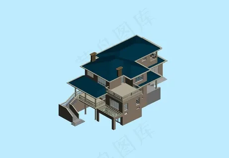 独栋别墅3d模型图片