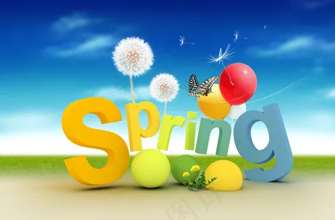 春天创意立体字图片