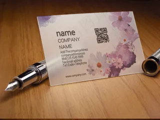 简洁创意手绘清新淡雅紫色花卉透明名...