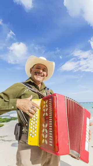 玩鼓风琴的外国人高清摄影图片