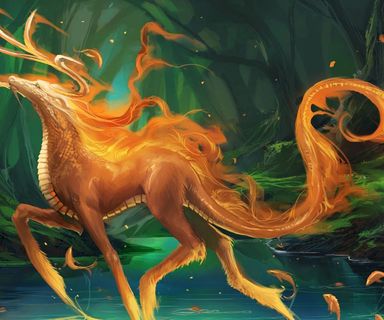 手绘龙马卡通动漫可爱线条麒麟金鱼飞...