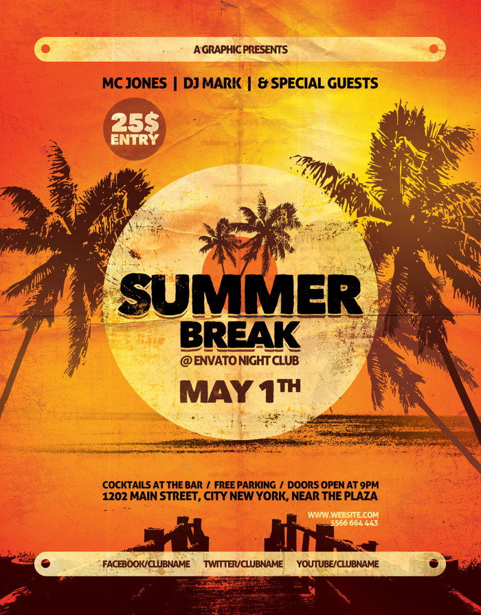 暑假复古创意海报素材