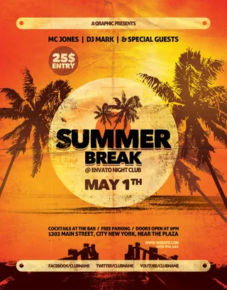 暑假复古创意海报素材