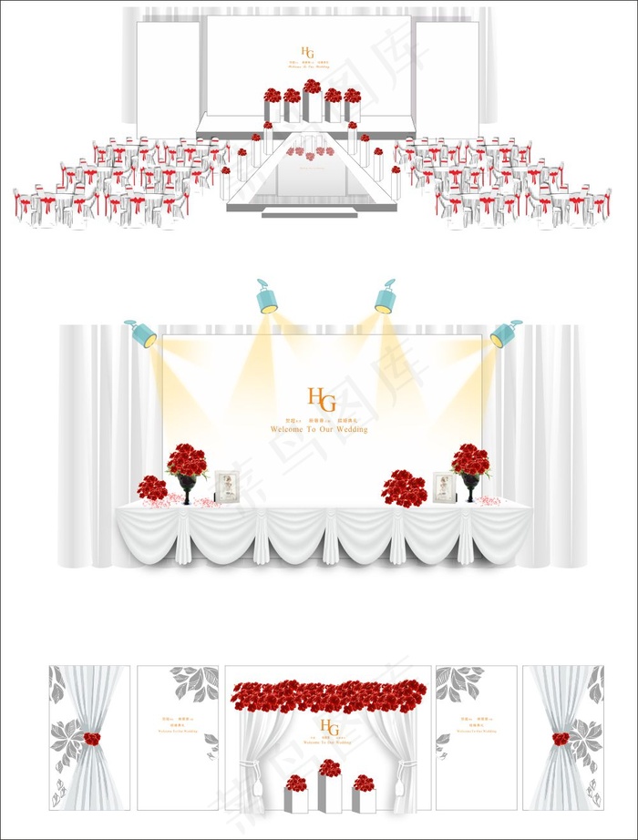 白红色大气简约主题婚礼设计cdr矢量模版下载