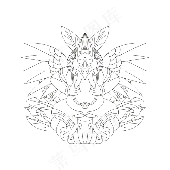 丽江，云南，中国纳西族的神的大鸟矢...cdr矢量模版下载