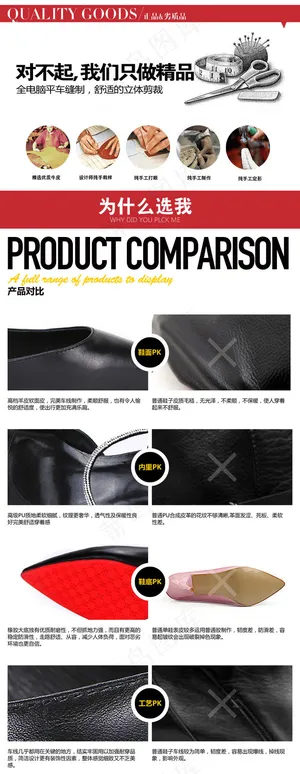 淘宝女鞋详情页材质对比