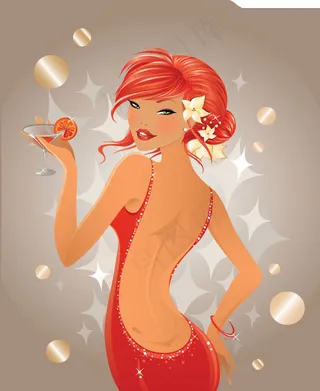 2款时尚性感女孩矢量素材