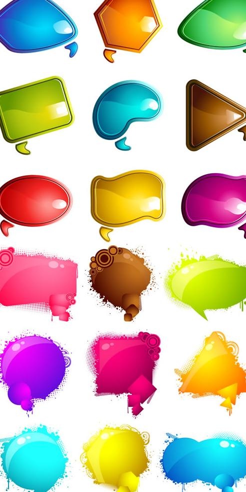 绚丽色彩对话框设计矢量图 AI