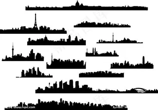 都市城市建筑剪影矢量素材