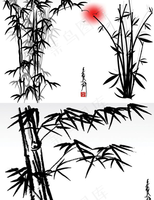 水墨竹子矢量素材eps,ai矢量模版下载