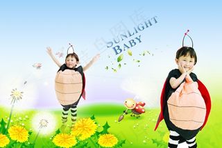 月亮天使-儿童相册PSD分层模板,免抠元素