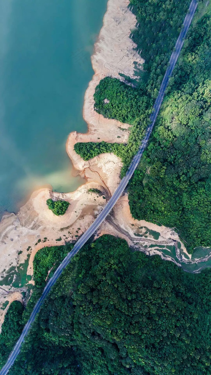 海岸公路俯拍高清摄影图片