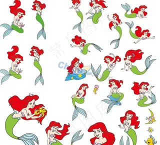 卡通美人鱼形象矢量素材