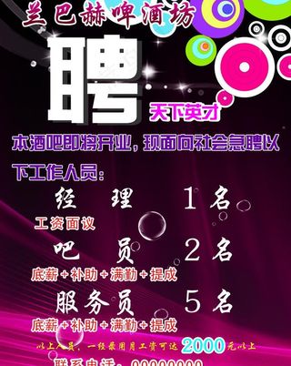 酒吧招聘图片