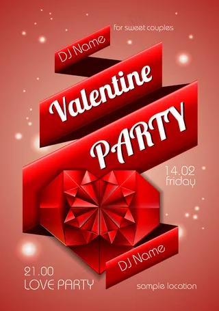 折纸情人节海报