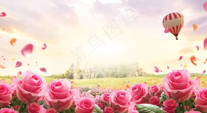 浪漫玫瑰花淘宝背景psd模版下载