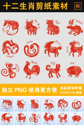 十二生肖中国风剪纸狗年