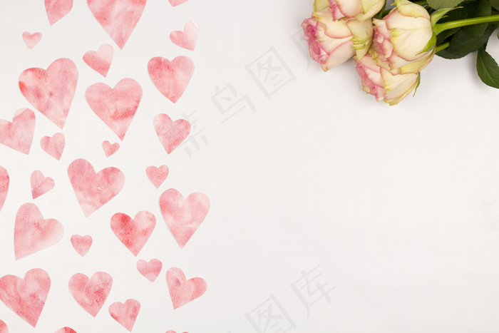 粉色玫瑰花静物设计素材