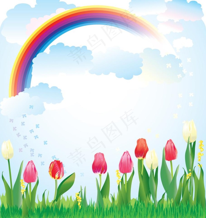 蓝天 白云 彩虹图片