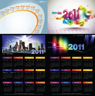 绚丽的2011年日历模板——矢量素...