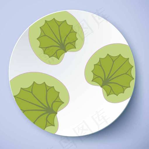 清新绿叶盘子花纹ai矢量模版下载
