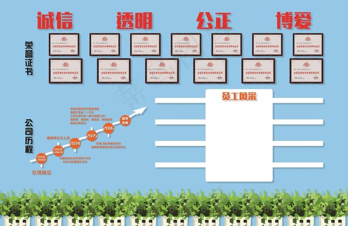 企业文化墙cdr矢量模版下载